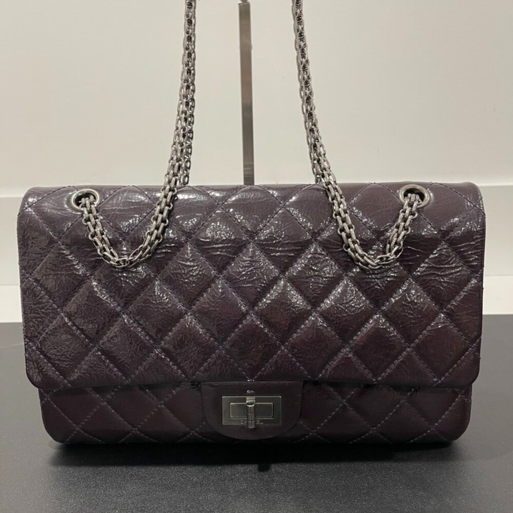 Chanel 2.55 226 Reissue Deep Purple Leather Flap Bag Gunmetal Hardware (121172)
